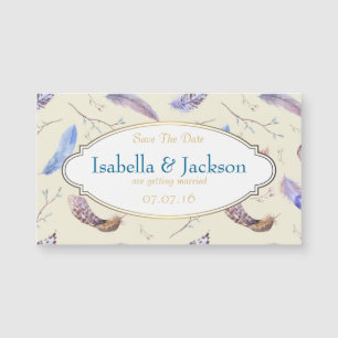 Watercolor Feathers and Fancy Frame Save The Date