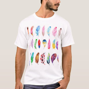 Watercolor Feathers: Beautiful Collection Vintage. T-Shirt