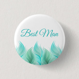 Watercolor Feathers Best Man 3 Cm Round Badge