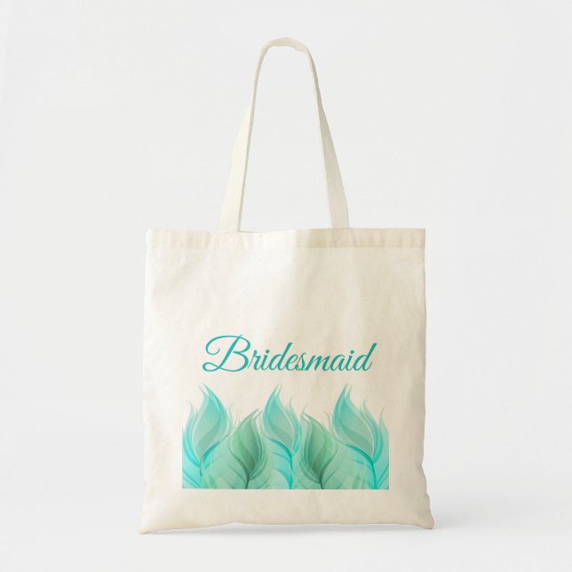 Watercolor Feathers Bridesmaid Wedding Tote Bag (Front)
