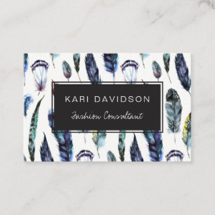 Watercolor Feathers Business Cards