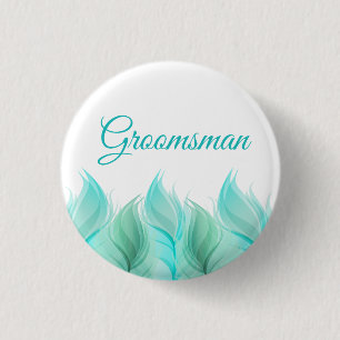 Watercolor Feathers Groomsman 3 Cm Round Badge