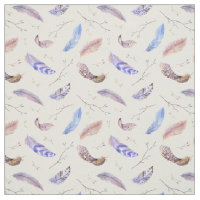 Watercolor Feathers Leaves and Branches Pattern