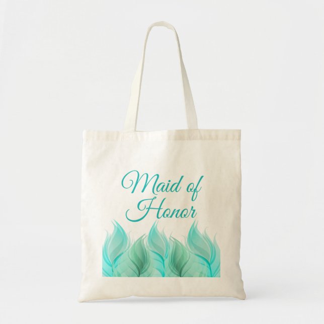 Watercolor Feathers Maid of Honour Wedding Tote Bag (Front)