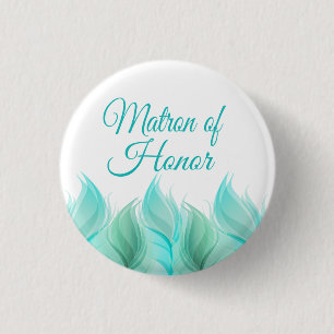 Watercolor Feathers Matron of Honour 3 Cm Round Badge
