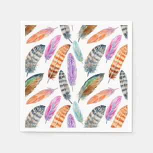 Watercolor Feathers Napkin