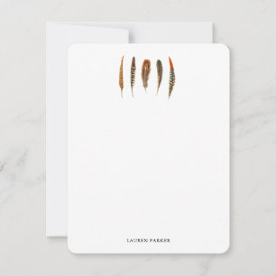 Watercolor Feathers Rustic Personalised note cards
