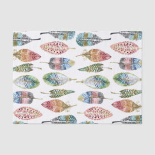 Watercolor Feathers white mauve blue pink green Tissue Paper