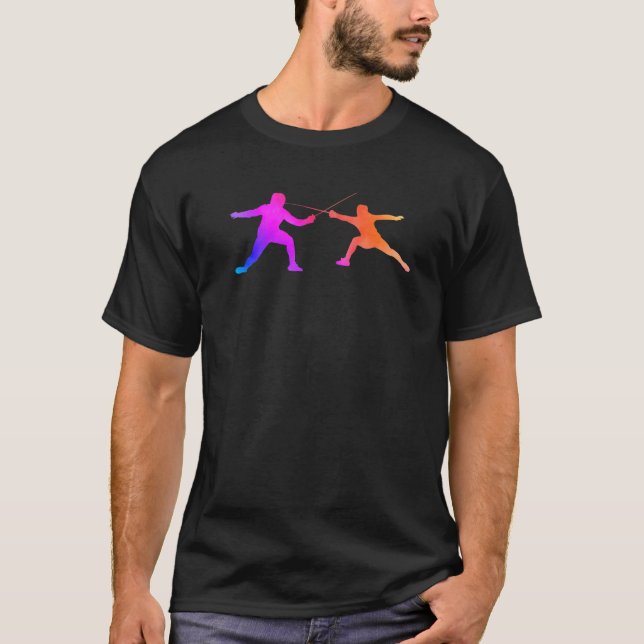 Watercolor Fencing 80s 90s Fencer T-Shirt (Front)