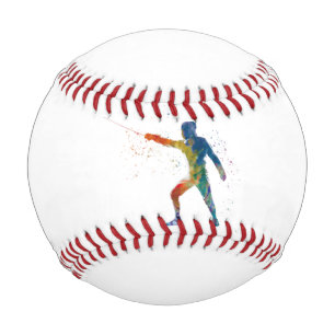 watercolor fencing baseball