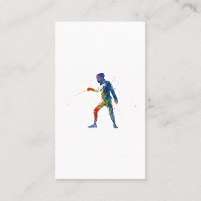watercolor fencing business card (Front)