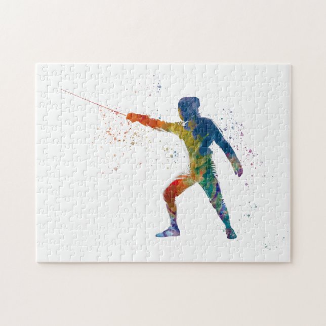 watercolor fencing jigsaw puzzle (Horizontal)
