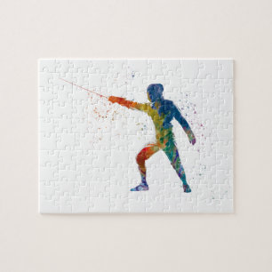 watercolor fencing jigsaw puzzle