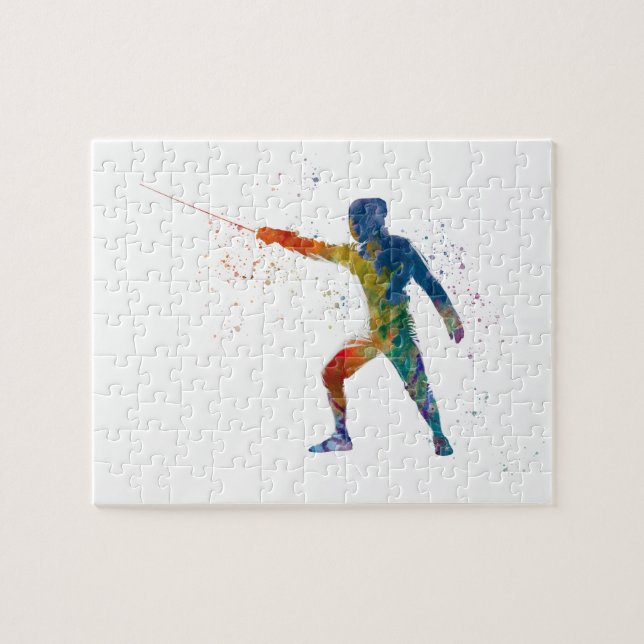 watercolor fencing jigsaw puzzle (Horizontal)
