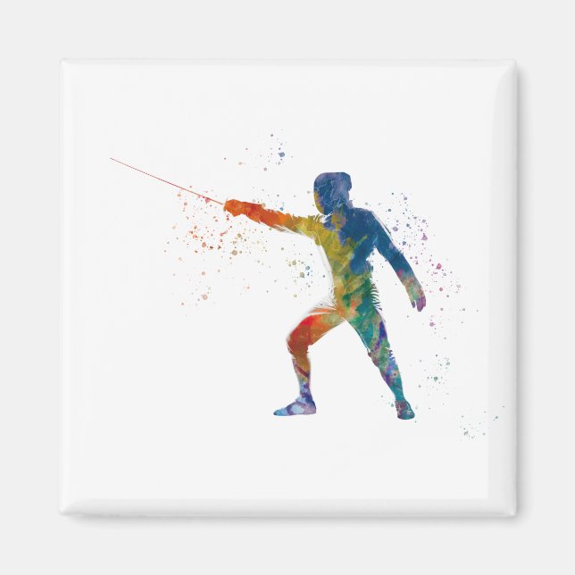 watercolor fencing magnet (Front)