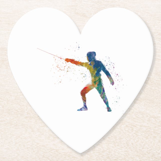watercolor fencing paper coaster (Front)