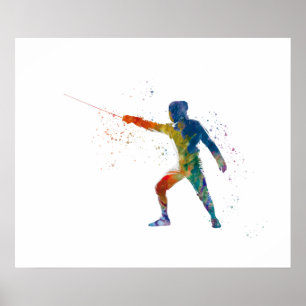 watercolor fencing poster