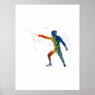 watercolor fencing poster