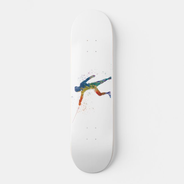 watercolor fencing skateboard (Front)