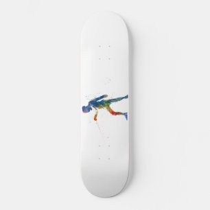 watercolor fencing skateboard