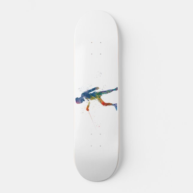 watercolor fencing skateboard (Front)