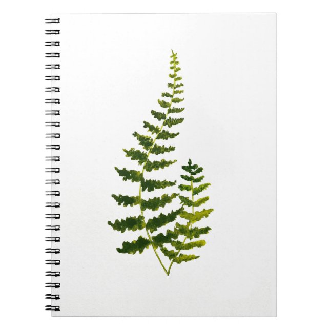 Watercolor Fern Botanical Greenery Rustic Elegant Notebook (Front)