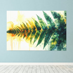watercolor fern painting canvas print