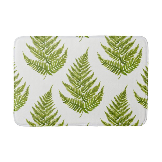 Watercolor fern pattern bath mat (Front)