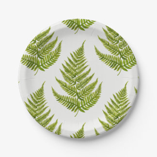 Watercolor fern pattern paper plate