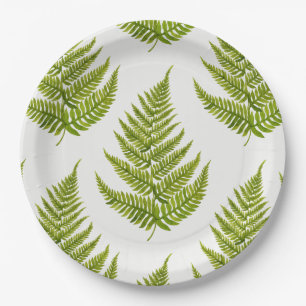 Watercolor fern pattern paper plate
