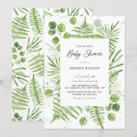 Watercolor Ferns and Eucalyptus Frame Baby Shower