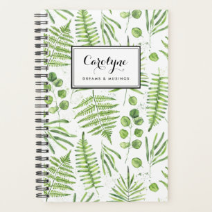 Watercolor Ferns and Eucalyptus Pattern Planner