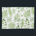 Watercolor Ferns and Eucalyptus Pattern Tea Towel<br><div class="desc">Add a greenery accent to your kitchen with this whimsical sherpa blanket. It features watercolor illustrations of green ferms and eucalyptus pattern. This greenery towel will be perfect as a gift. Matching items are available.</div>