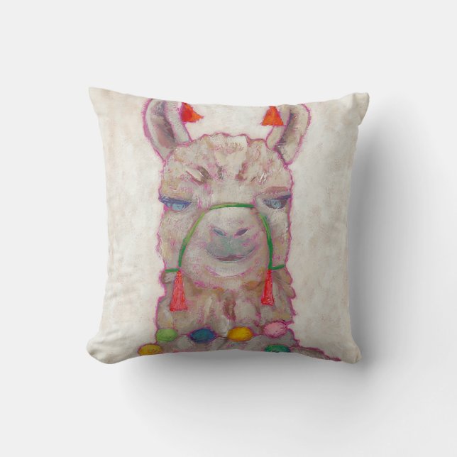 Watercolor Festival Llama Cushion (Front)