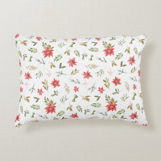 Watercolor Festive Christmas Pattern Decorative Cushion