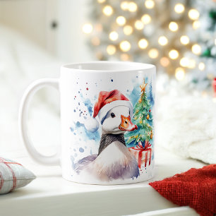 Watercolor Festive Goose Christmas Mug