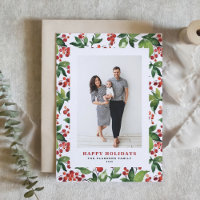 Watercolor Festive Greenery and Winterberry Photo
