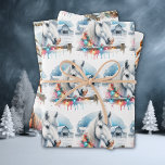 Watercolor Festive Horses Christmas Wrapping Paper Sheet<br><div class="desc">Pretty horses behind a rustic wood fence decorated in Christmas lights with a barn in the background. Festive horse themed Christmas gift wrap.</div>