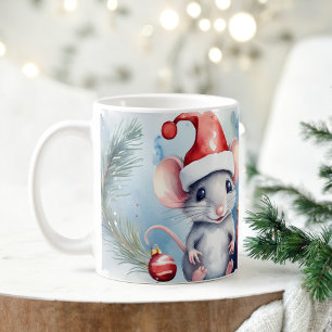 Watercolor Festive Mice Christmas Mug
