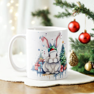 Watercolor Festive Rabbit Christmas Mug