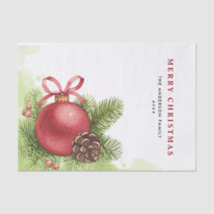 Watercolor Festive Red Ball Ornament Christmas Tissue Paper