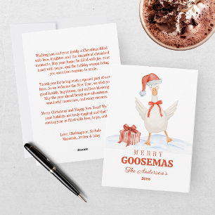 Watercolor Festive Red Merry Goosemas Christmas Holiday Card