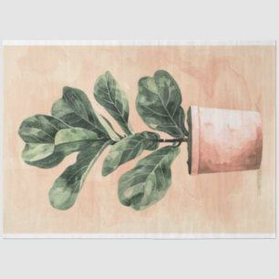 Watercolor Fiddle Leaf Fig Plant Decoupage Tissue Paper