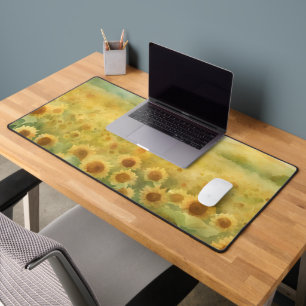 Watercolor Field of Sunflowers  Desk Mat