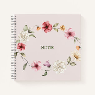 Watercolor Field Wildflowers, Foliage Notes Notebook