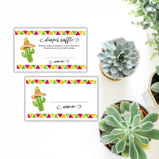 Watercolor Fiesta Cactus Diaper Raffle Baby Shower Enclosure Card (Watercolor Fiesta Cactus Diaper Raffle Baby Shower Enclosure Card)
