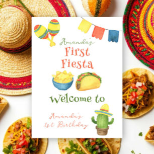 Watercolor Fiesta First Birthday Poster