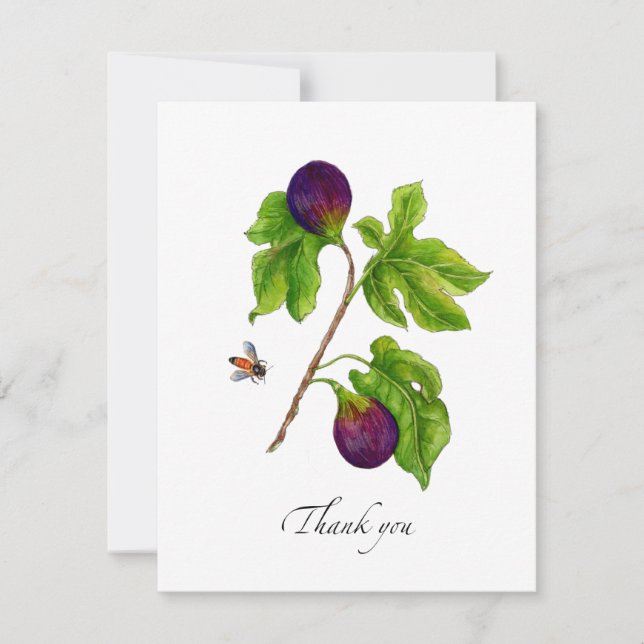 Watercolor Fig botanical flat Thank You Card (Front)