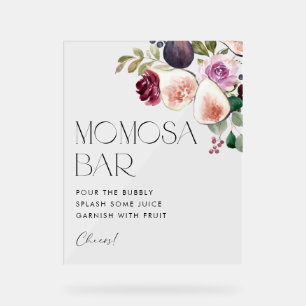 Watercolor Figs and Berry Baby Shower Mimosa Bar Acrylic Sign