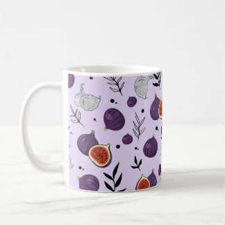 Watercolor Figs And Leaves Seamless Pattern Coffee Mug